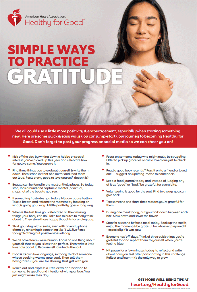 Simple ways to practice gratitude infographic