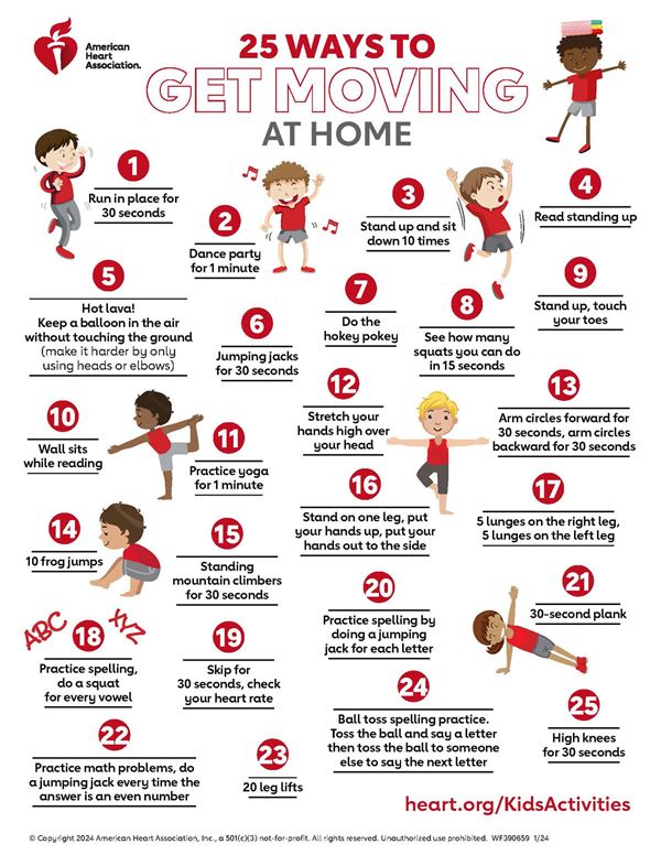 25 ways to get kids moving at home