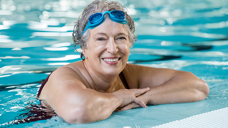 woman in a pool