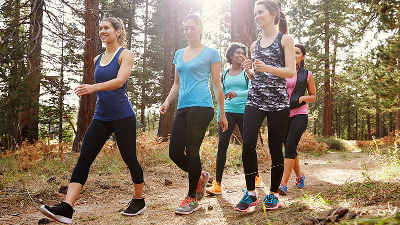 Female friends in walking club