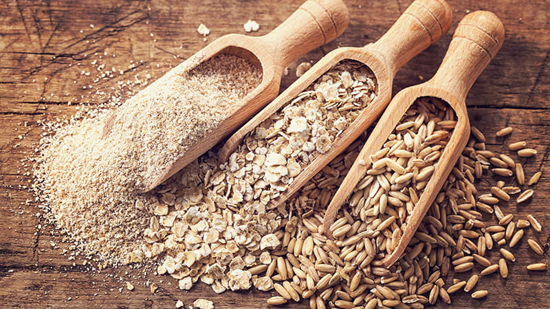 Assorted grains in scoops