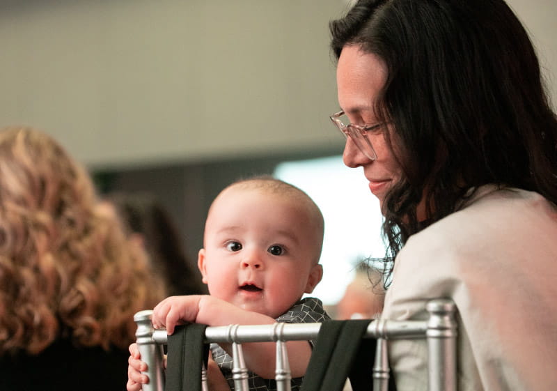 Claire Sprouse (right) and her son, Milo, who is now a healthy 1-year-old. (Photo courtesy of Edwards Lifesciences)