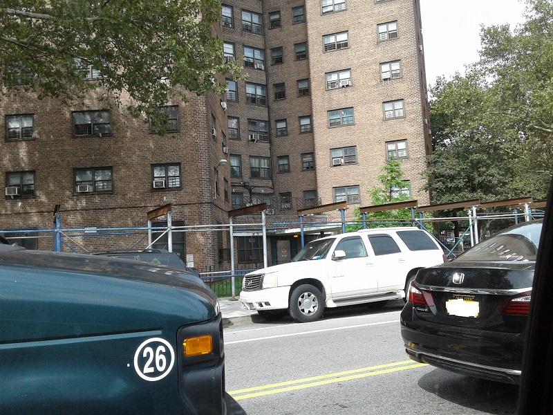 A street view of housing in Brooklyn.